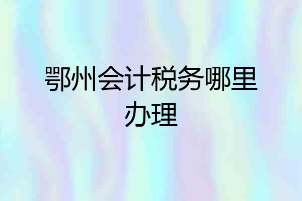 鄂州会计税务哪里办理