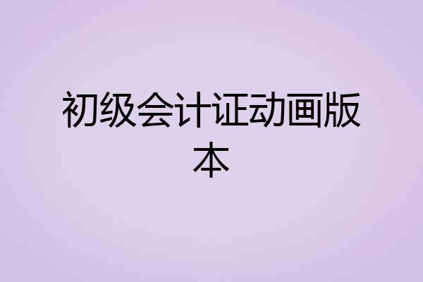 初级会计证动画版本