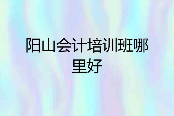 阳山会计培训班哪里好