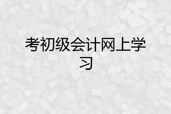 考初级会计网上学习