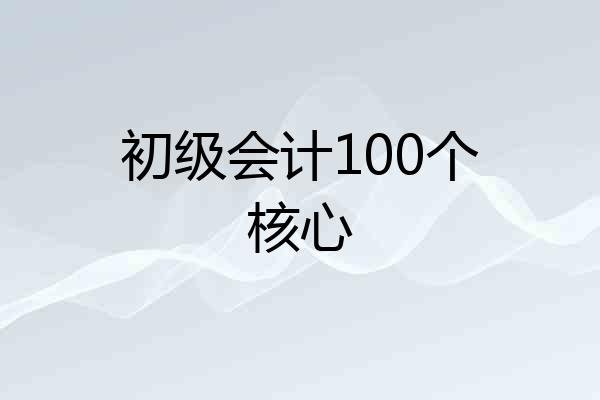 初级会计100个核心