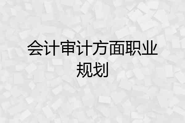 会计审计方面职业规划