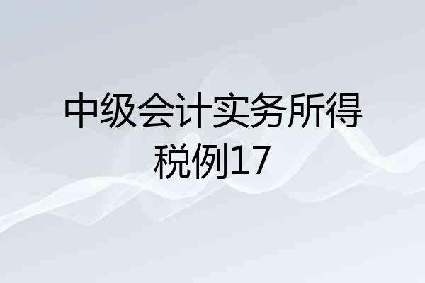 中级会计实务所得税例17