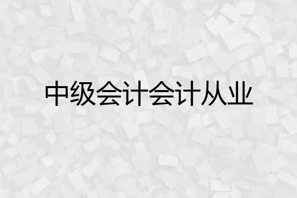 中级会计会计从业