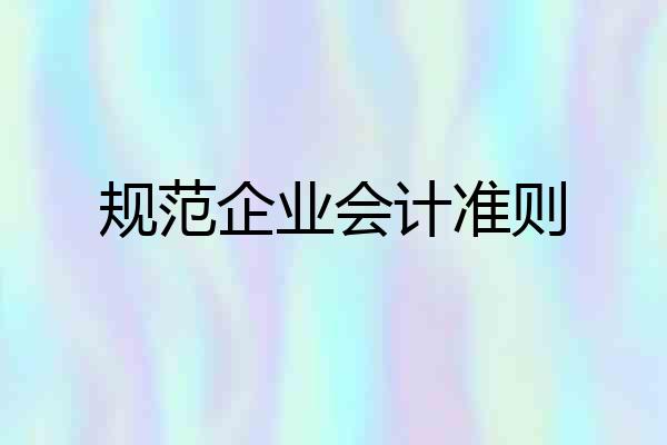 规范企业会计准则