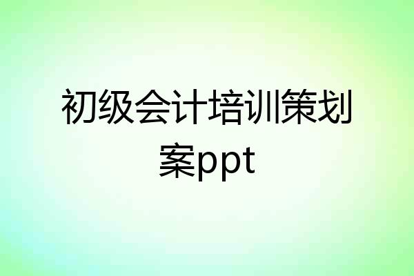 初级会计培训策划案ppt