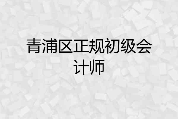 青浦区正规初级会计师