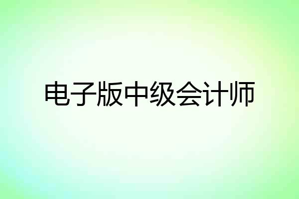 电子版中级会计师