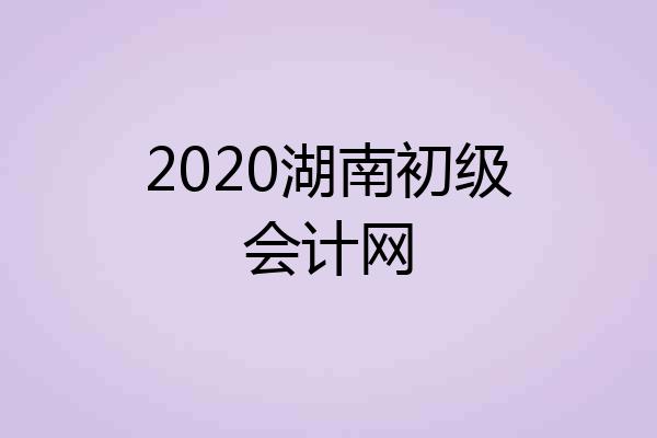 2020湖南初级会计网