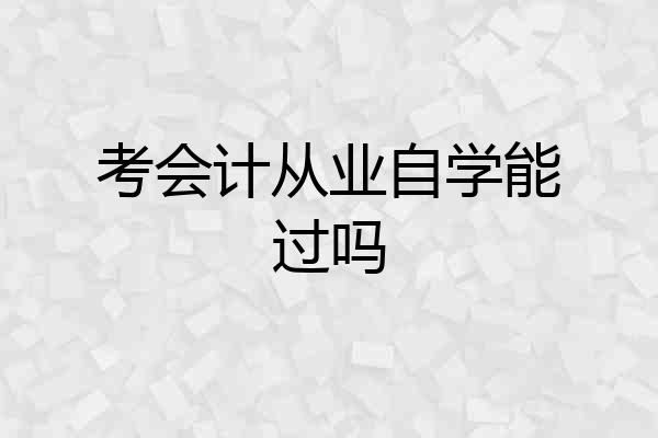 考会计从业自学能过吗