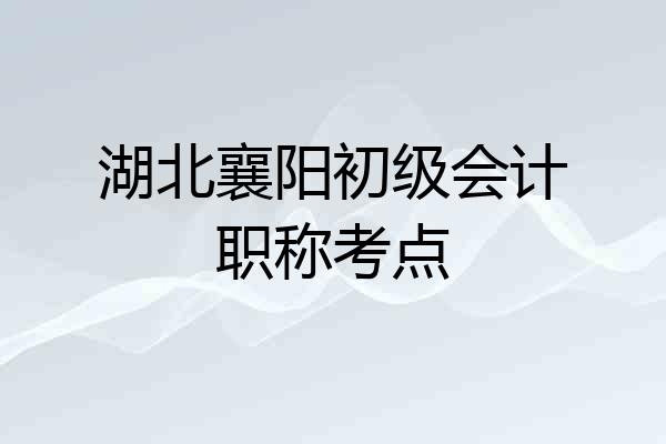 湖北襄阳初级会计职称考点