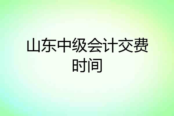山东中级会计交费时间
