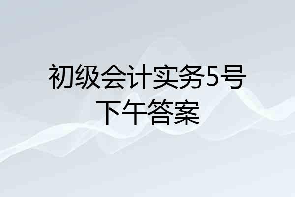初级会计实务5号下午答案
