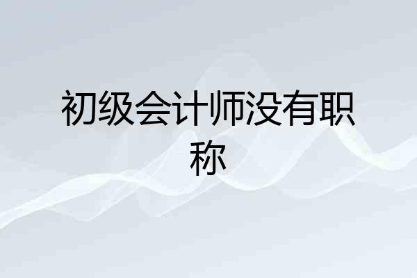 初级会计师没有职称