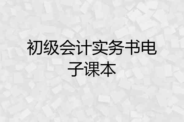 初级会计实务书电子课本