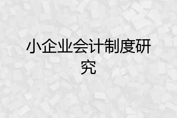 小企业会计制度研究