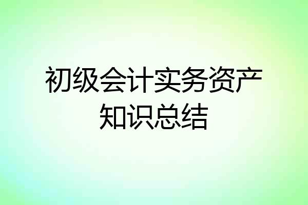 初级会计实务资产知识总结