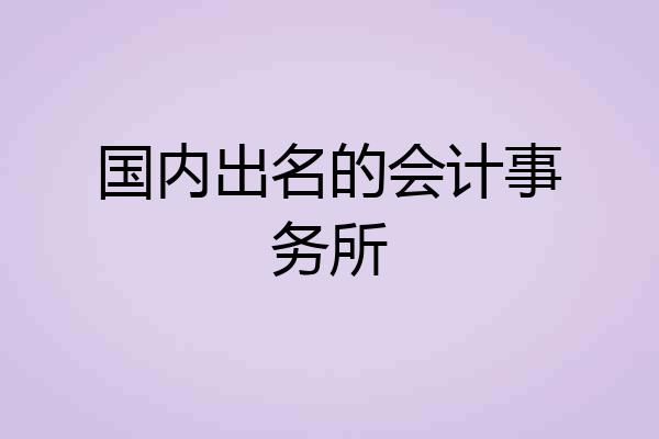 国内出名的会计事务所