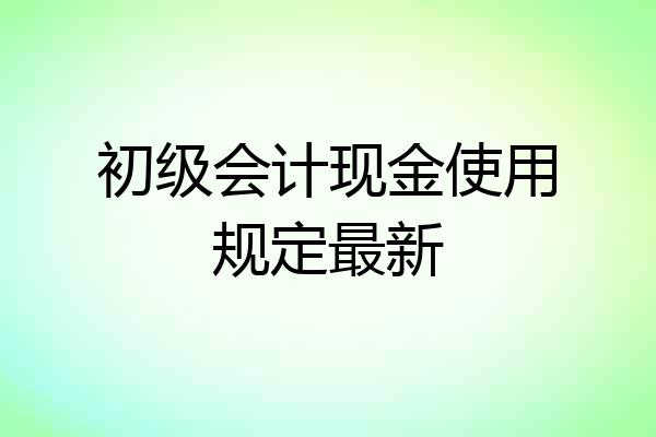 初级会计现金使用规定最新