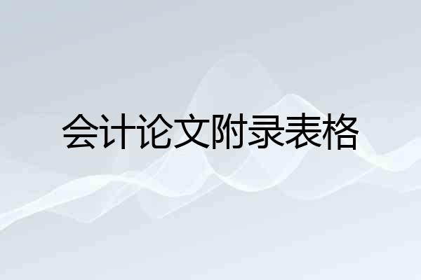 会计论文附录表格