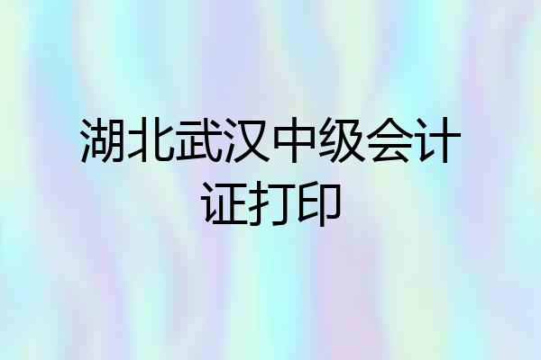 湖北武汉中级会计证打印