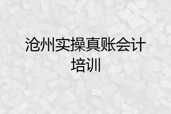 沧州实操真账会计培训