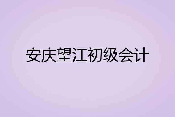 安庆望江初级会计