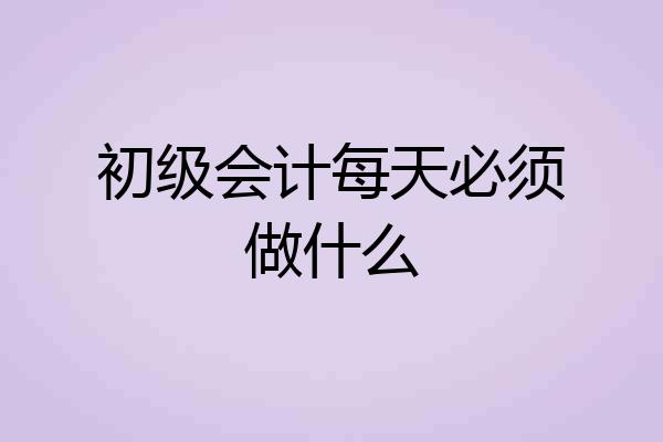 初级会计每天必须做什么