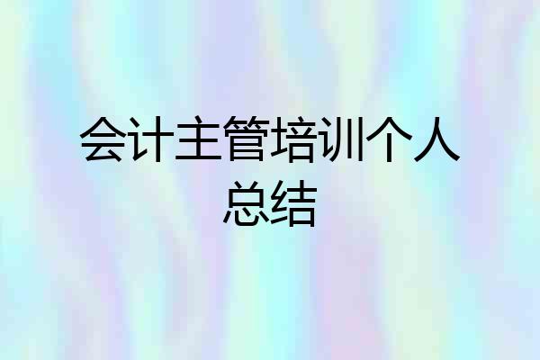 会计主管培训个人总结