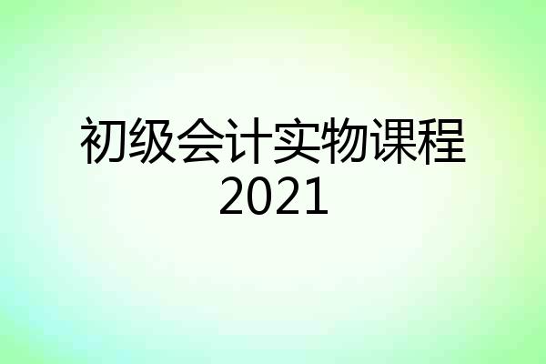 初级会计实物课程2021