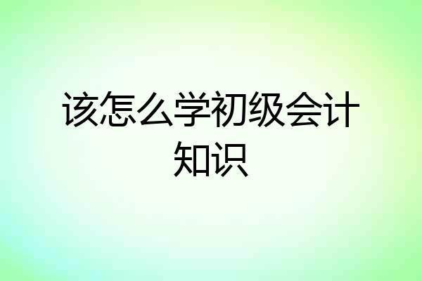 该怎么学初级会计知识
