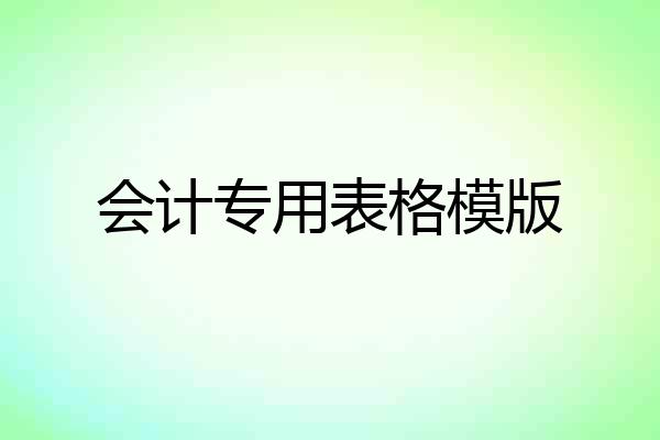会计专用表格模版