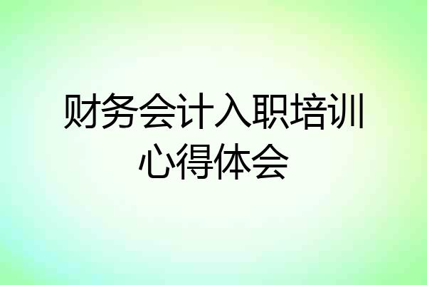 财务会计入职培训心得体会