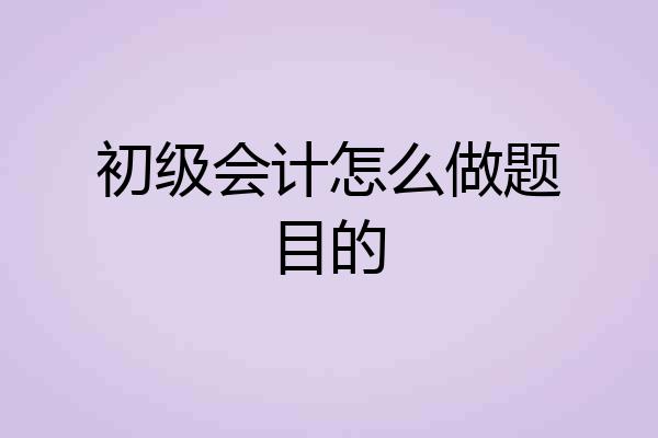 初级会计怎么做题目的