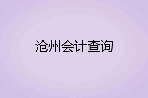 沧州会计查询