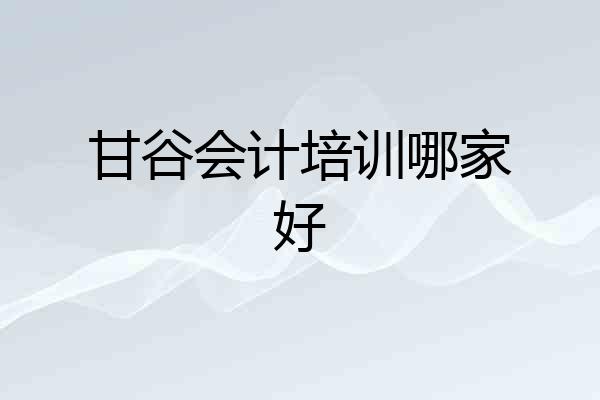 甘谷会计培训哪家好