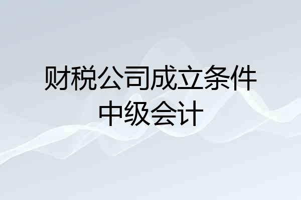 财税公司成立条件中级会计