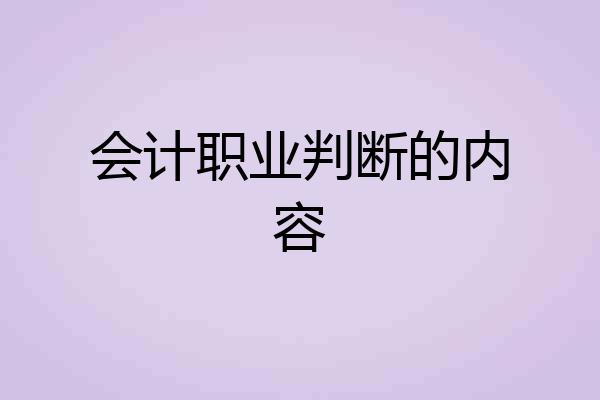 会计职业判断的内容