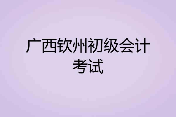 广西钦州初级会计考试