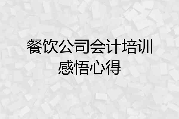 餐饮公司会计培训感悟心得