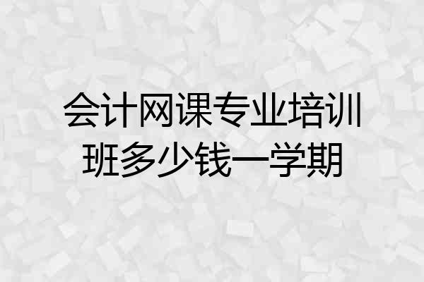 会计网课专业培训班多少钱一学期