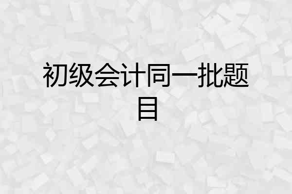 初级会计同一批题目