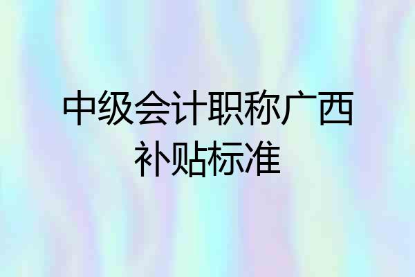 中级会计职称广西补贴标准