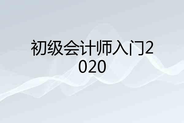 初级会计师入门2020