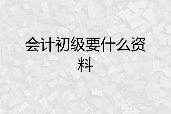 会计初级要什么资料