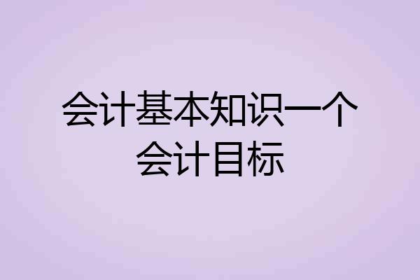 会计基本知识一个会计目标