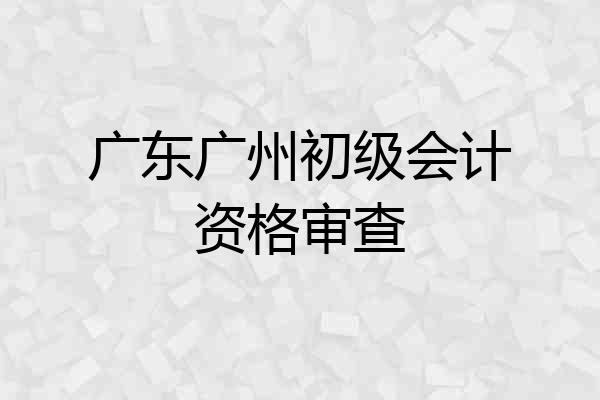 广东广州初级会计资格审查