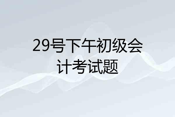 29号下午初级会计考试题