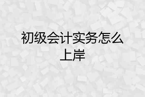 初级会计实务怎么上岸