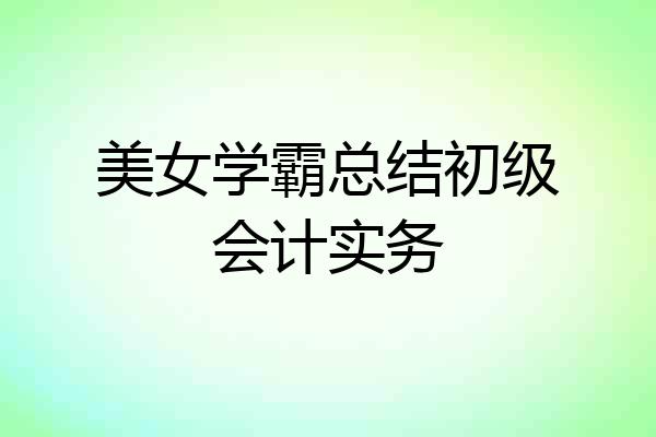 美女学霸总结初级会计实务
